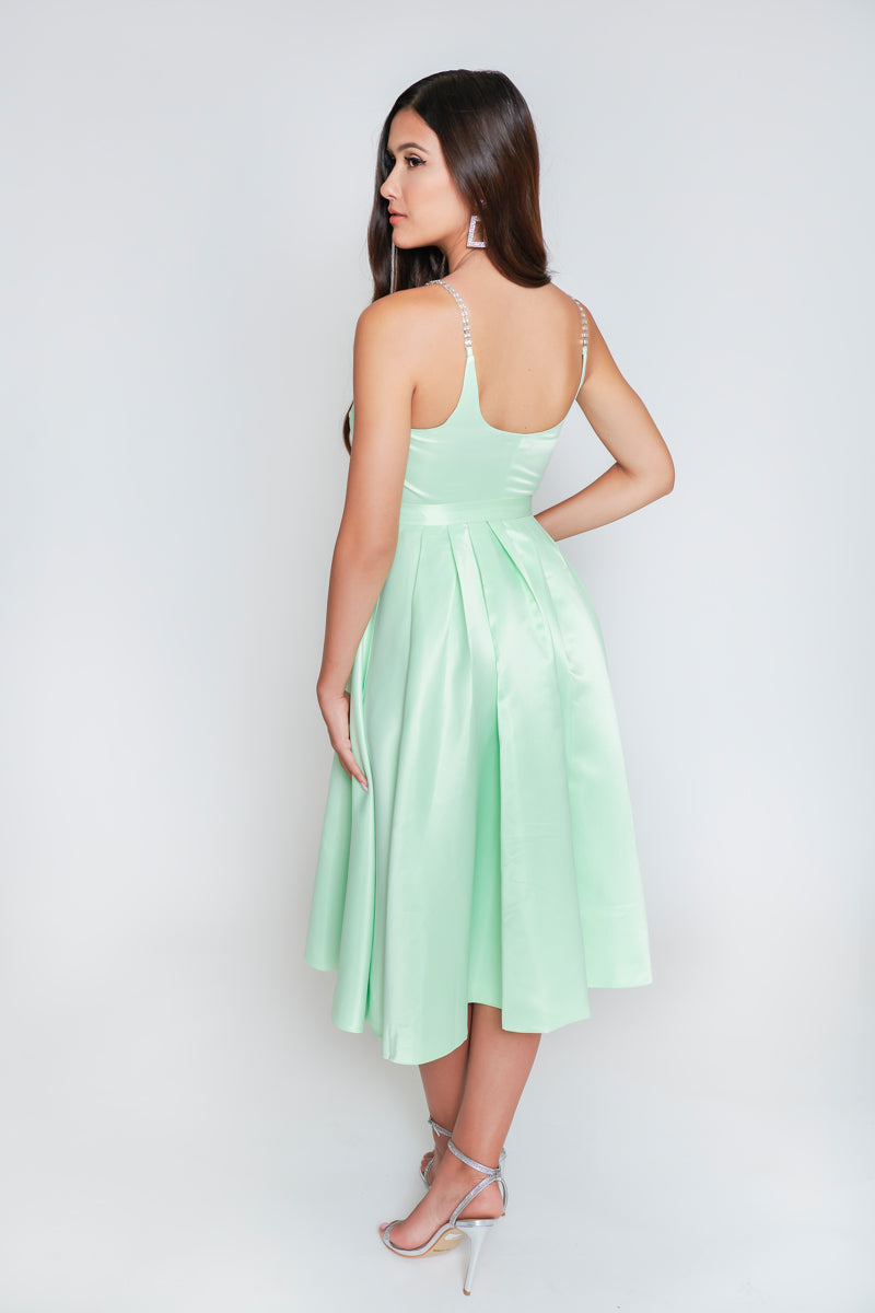 Olivia Rhinestone Midi Dress - Mint