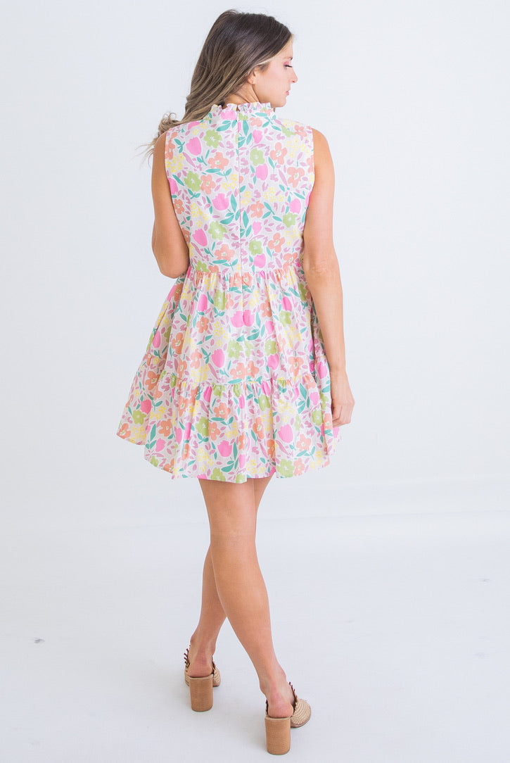 Pastel Floral Vneck Dress