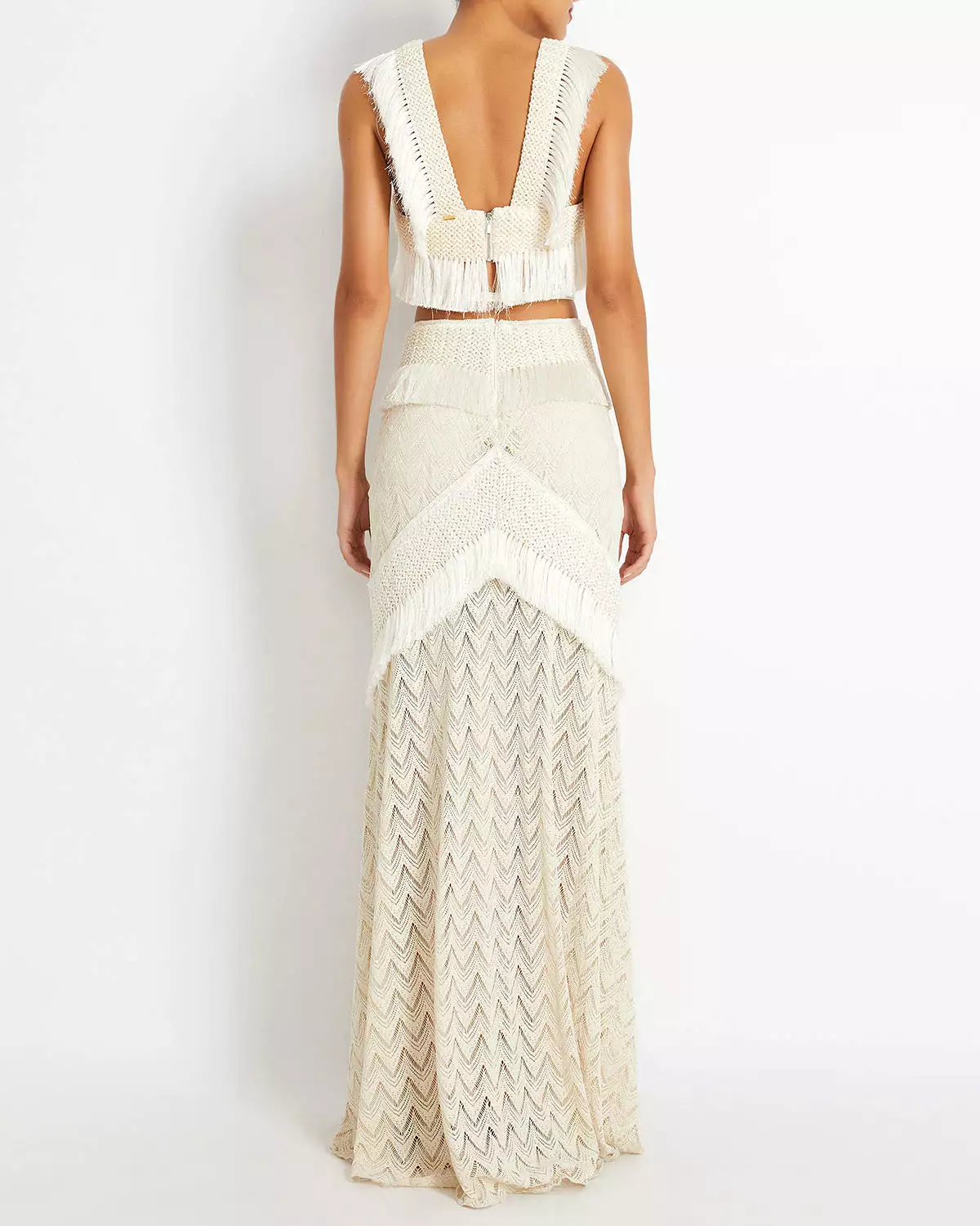 Patbo - Fringe Trim Maxi Skirt - Sandstone