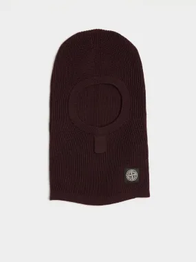 Patch Logo Wool Balaclava, Dark Burgundy