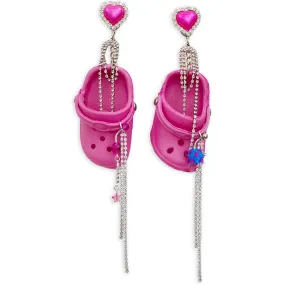 Pink Bedazzled Mini Croc Earrings