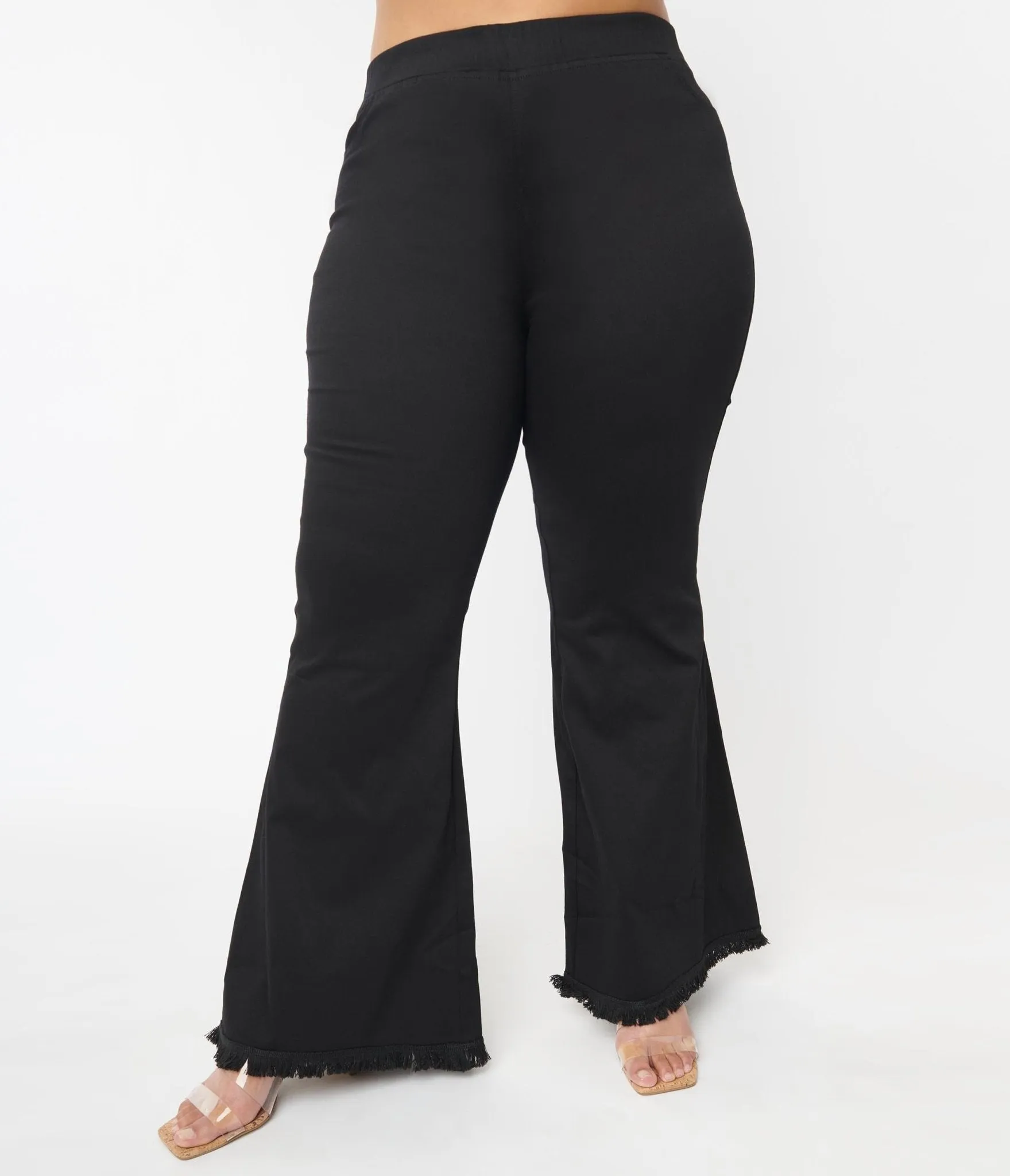 Plus Size Black Wide Flare Leg Pants