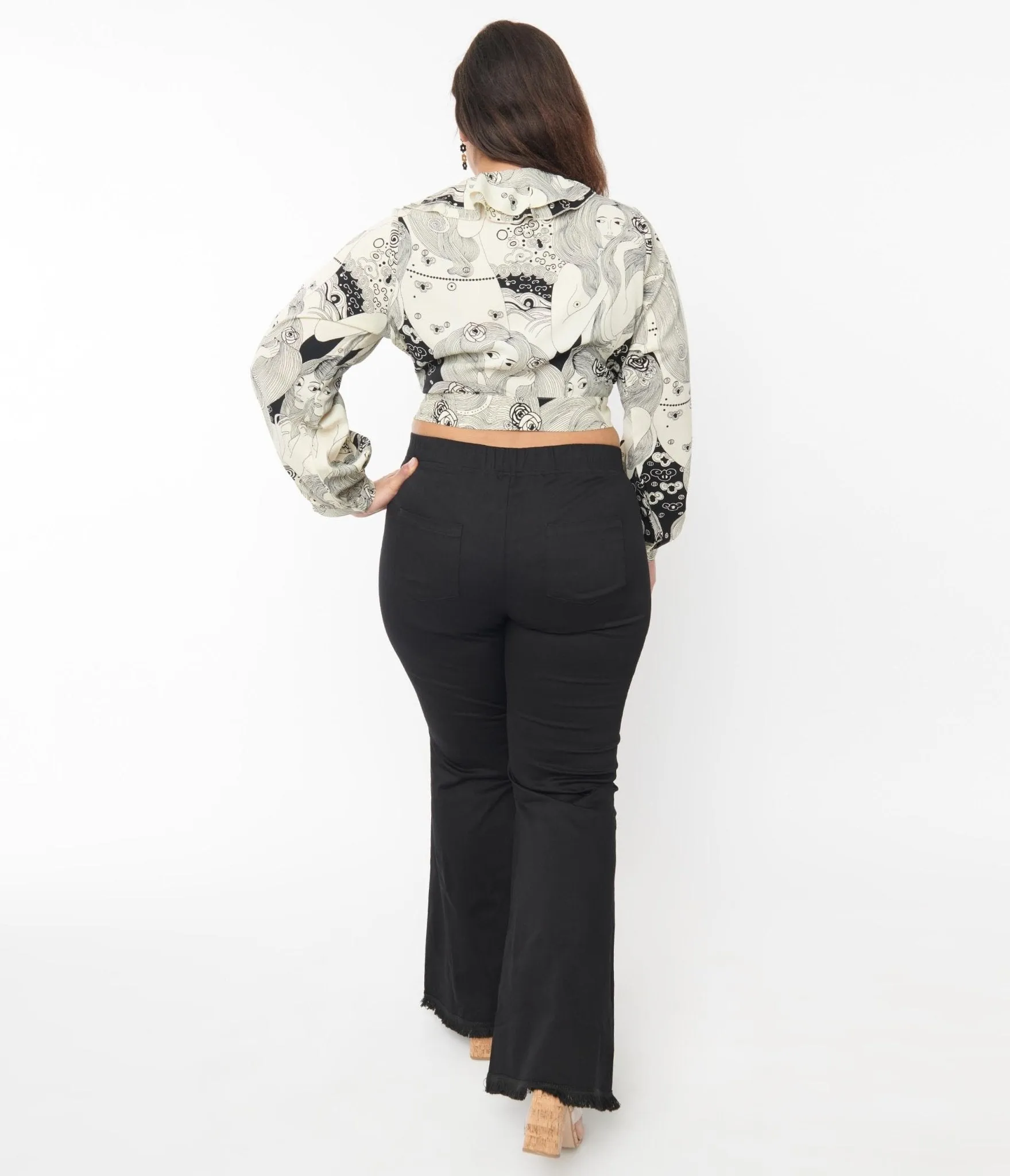 Plus Size Black Wide Flare Leg Pants