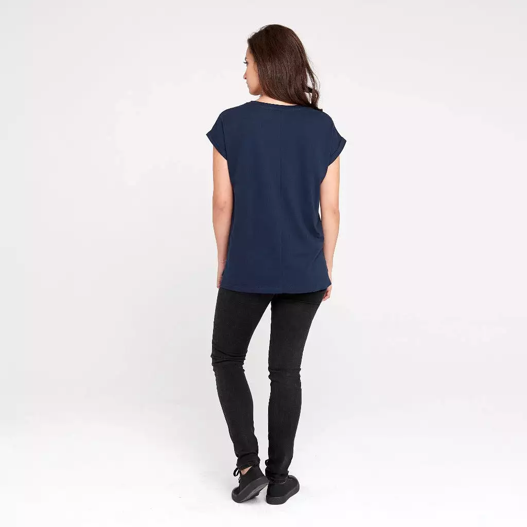 Rolled Sleeve Crew | Navy