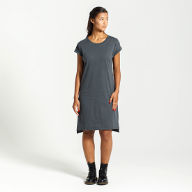 Rolled Sleeve T-shirt Dress  | Charcoal