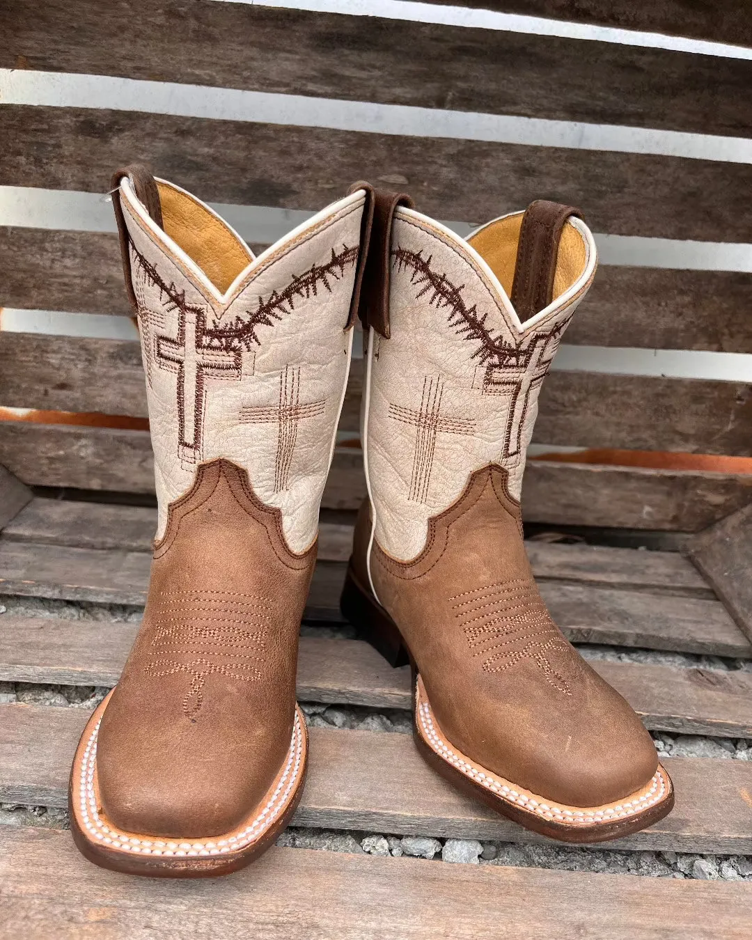 Roper Children & Youth Brown Cross Cowboy Boots 7022-8495