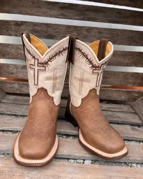 Roper Children & Youth Brown Cross Cowboy Boots 7022-8495