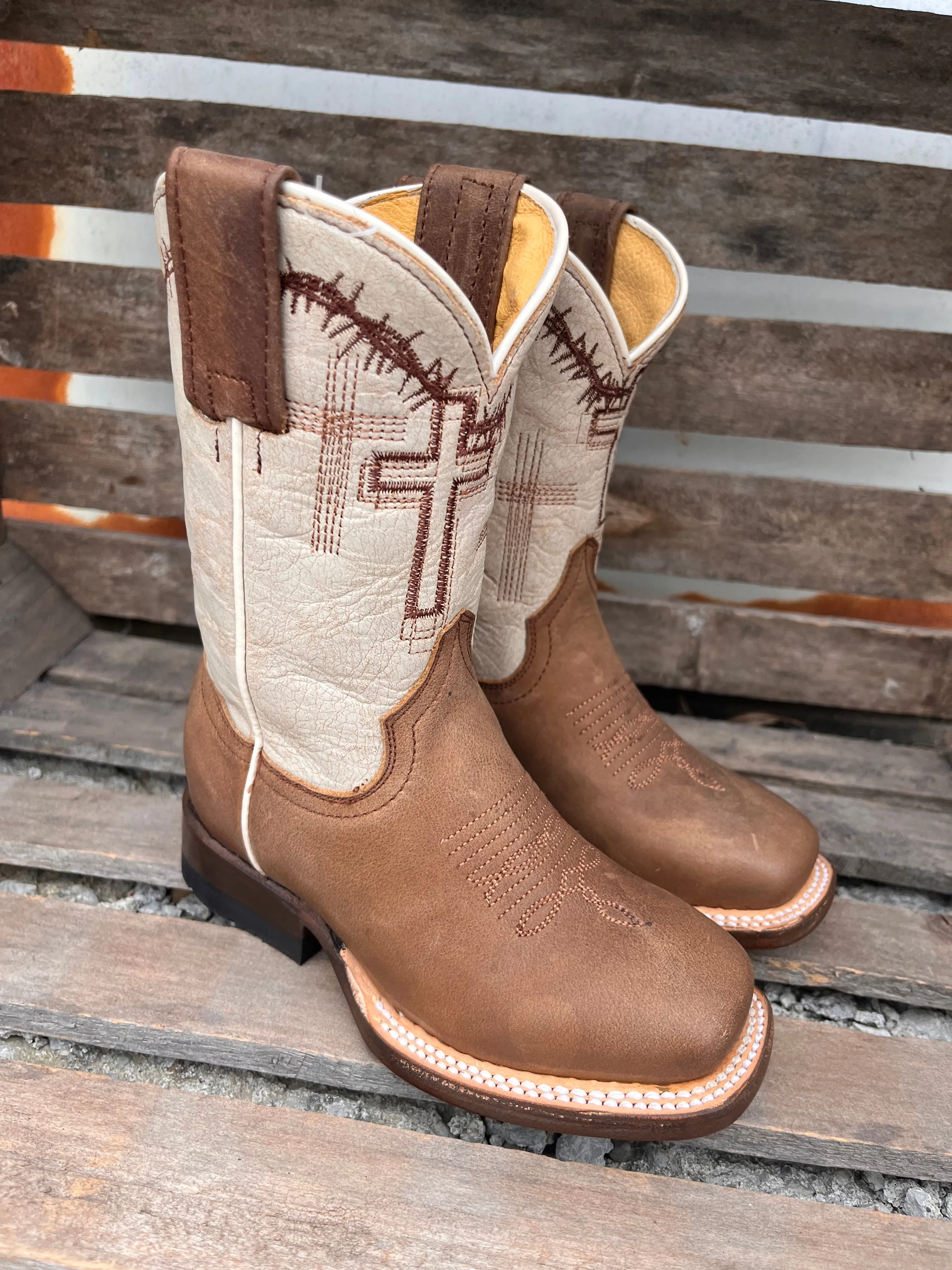 Roper Children & Youth Brown Cross Cowboy Boots 7022-8495