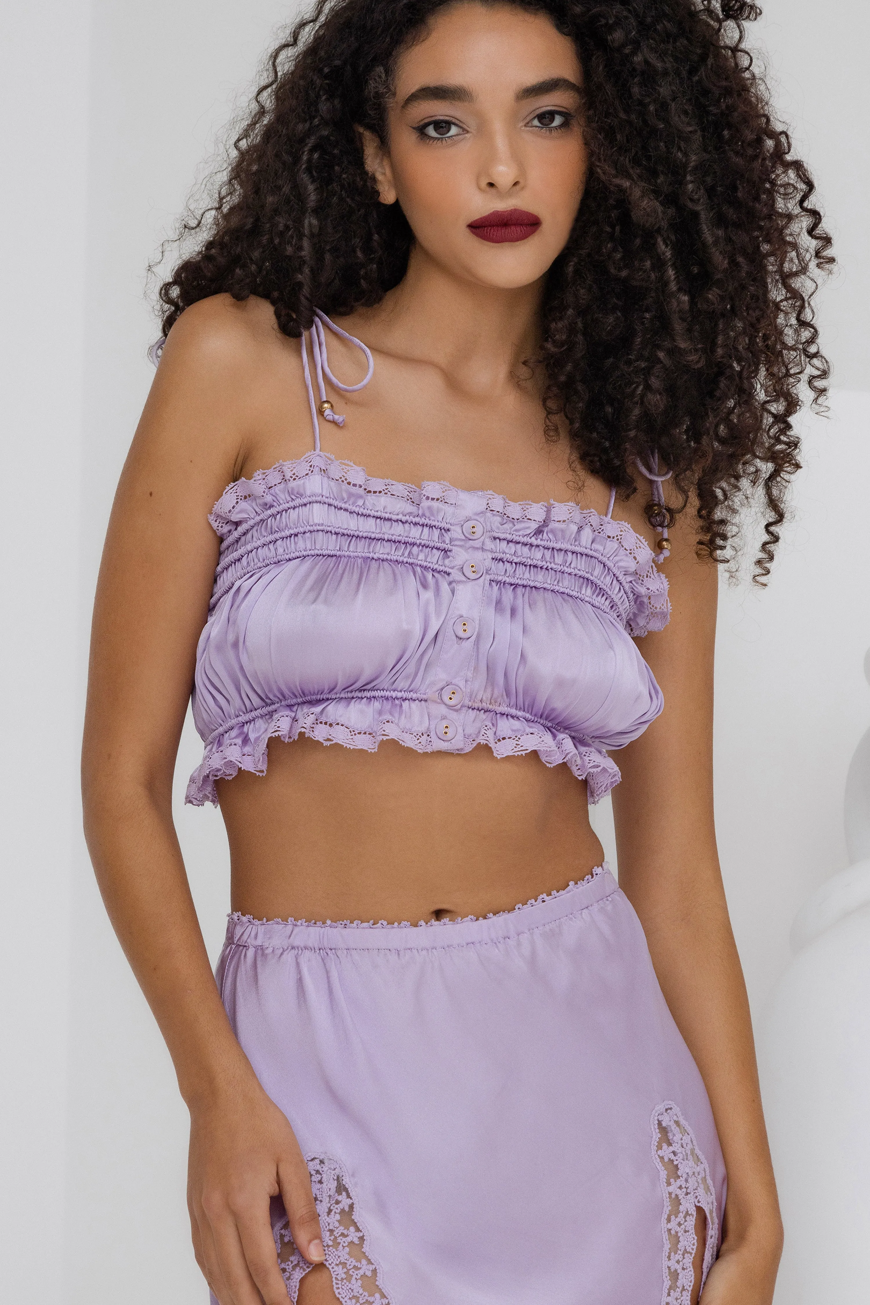 Ruched Corset Bralette - Pastel Lilac