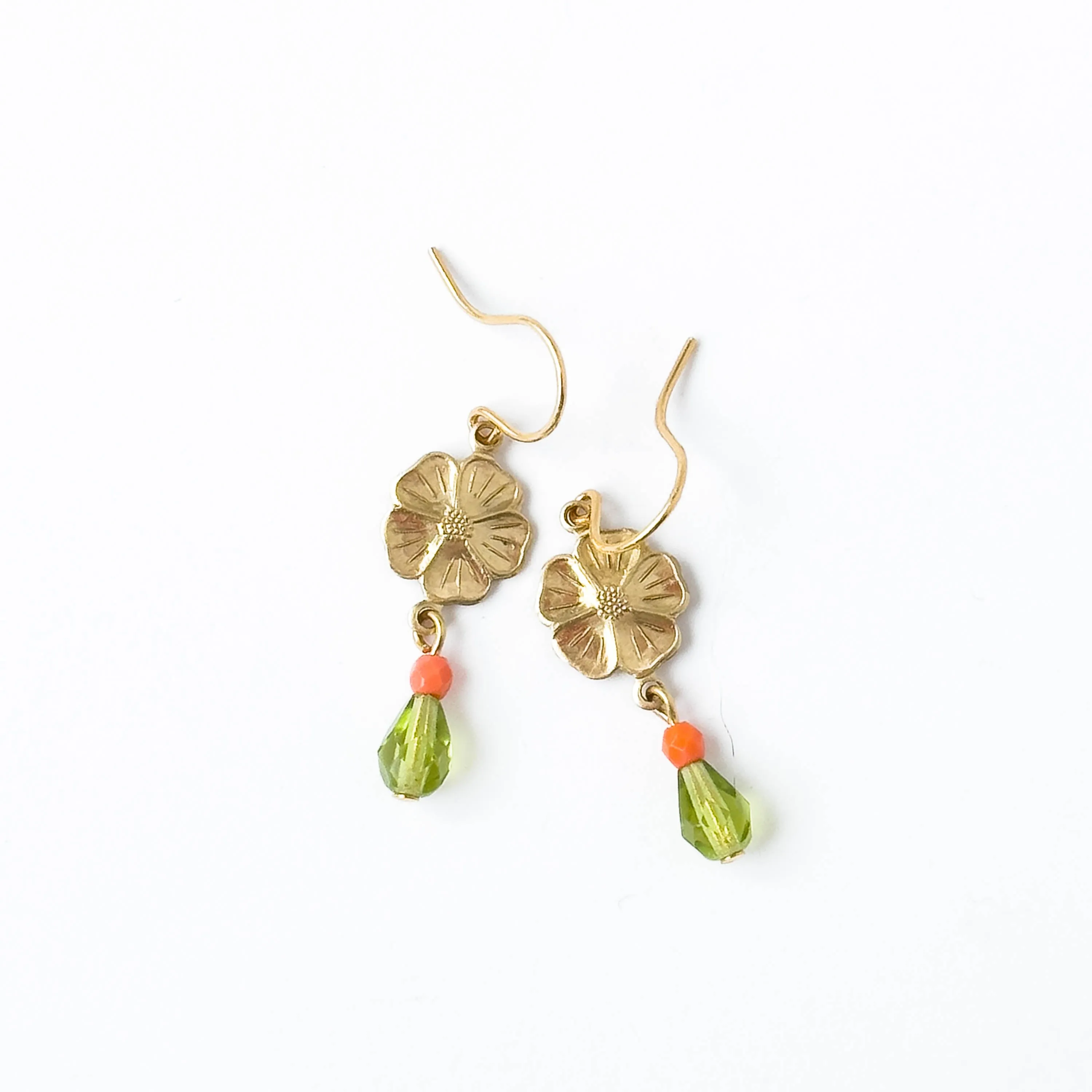 Small Flower Earrings With Beads