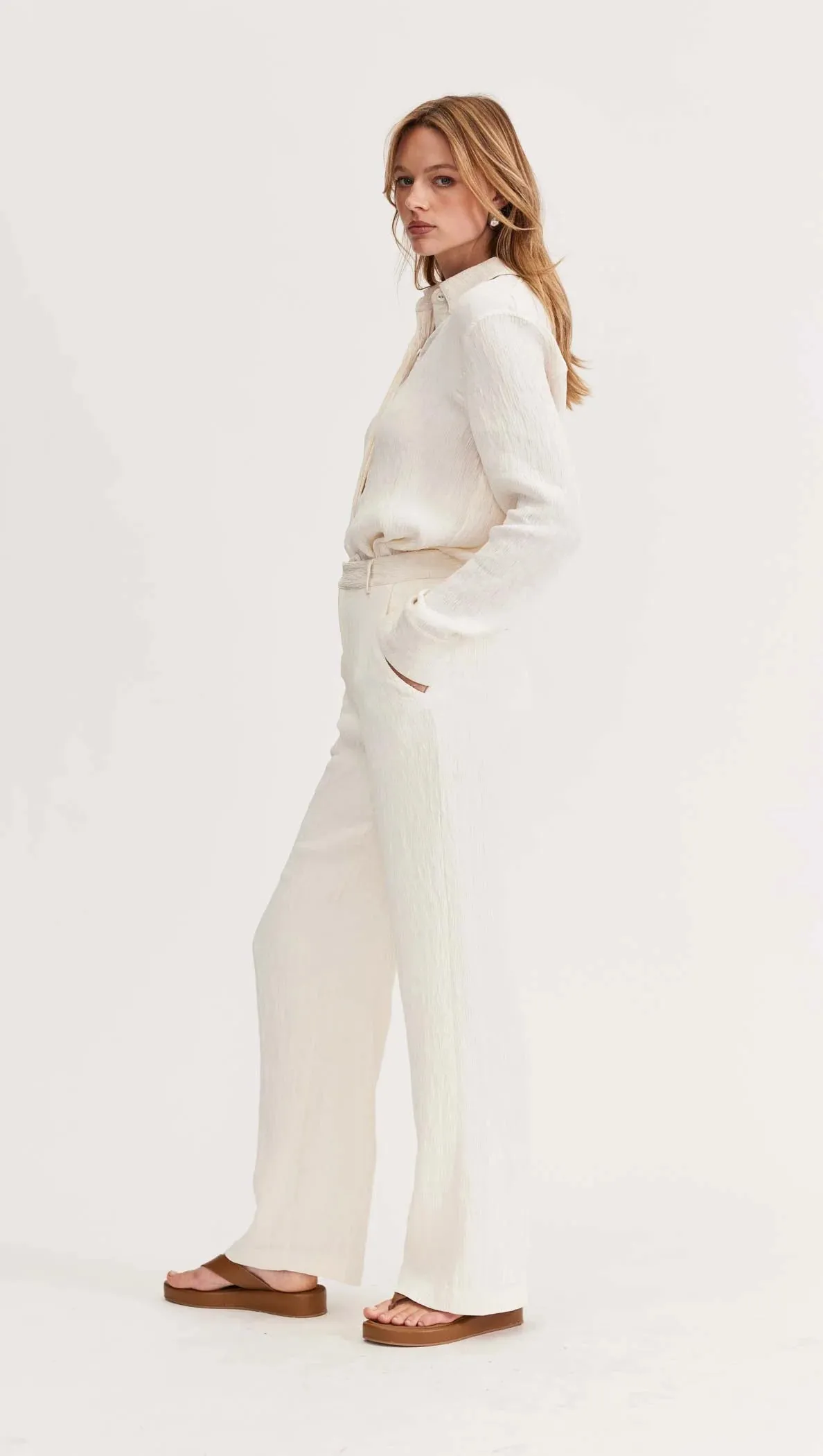 Staple the Label -  Elena Textured Pants Cream