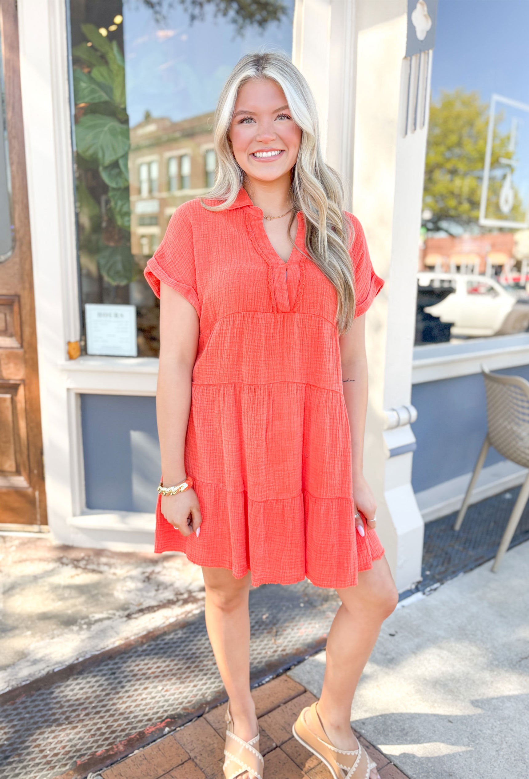 Sunny Days Dress in Tangerine