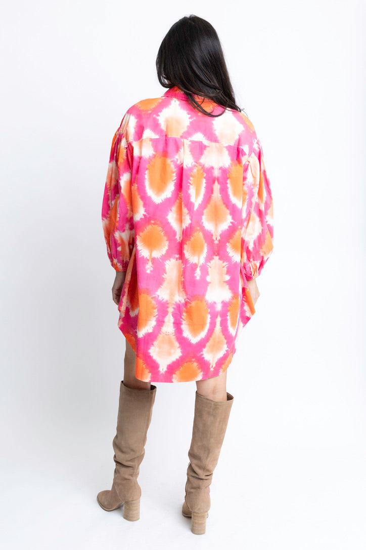 Tie Dye Poplin Oversized Dress