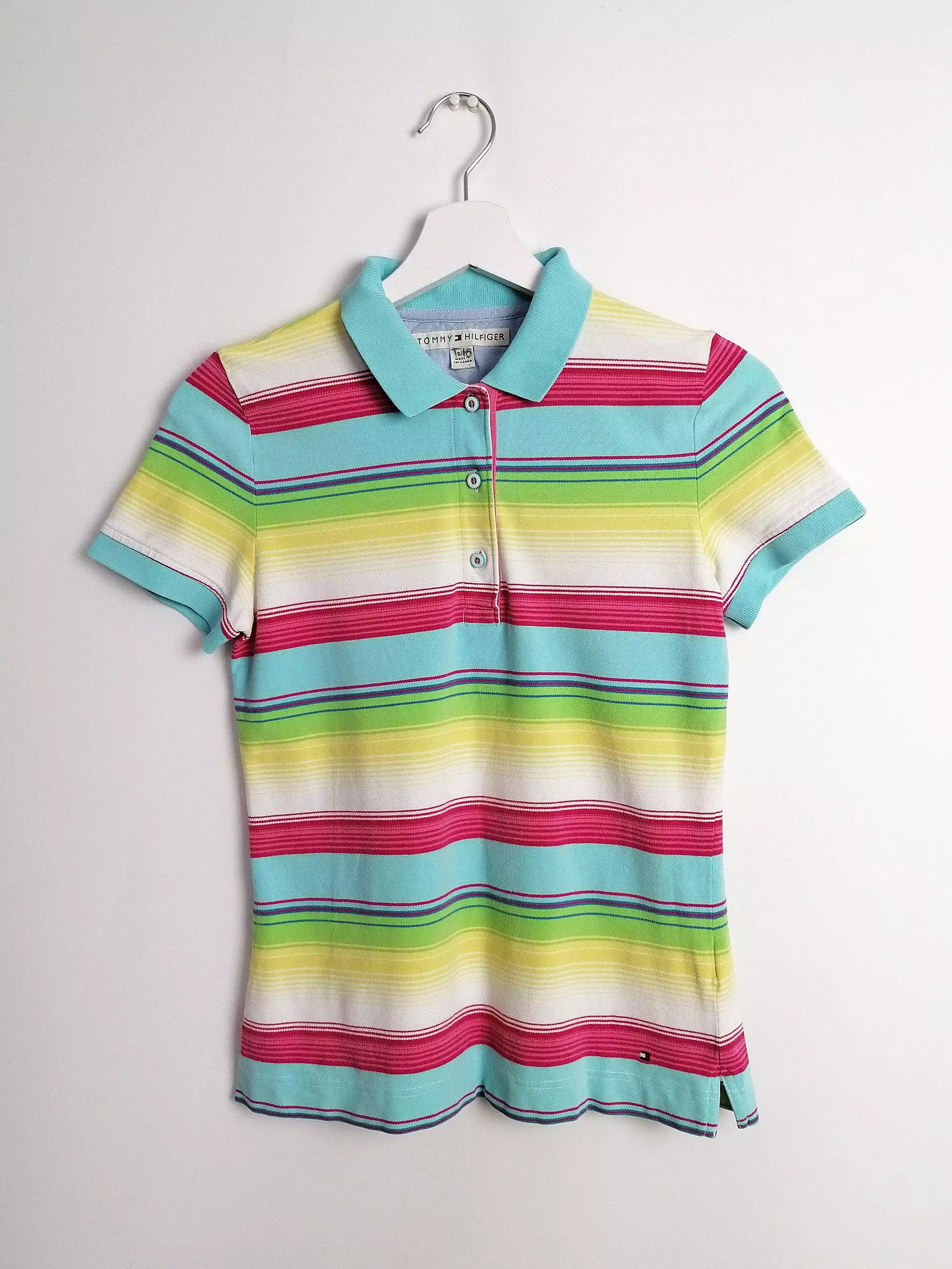 TOMMY HILFIGER Rainbow Stripes Polo T-shirt - size S