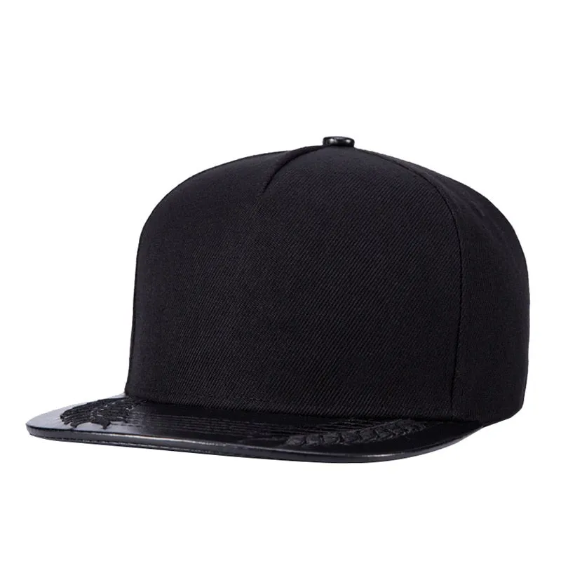 Unisex Black Flat-brimmed Snapback Hip Hop Visor Baseball Cap