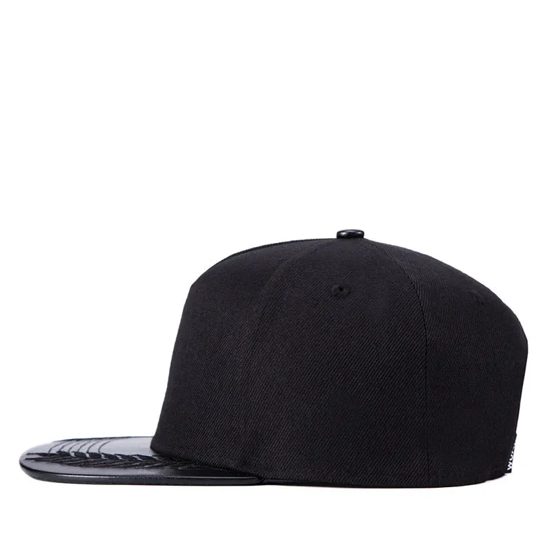 Unisex Black Flat-brimmed Snapback Hip Hop Visor Baseball Cap