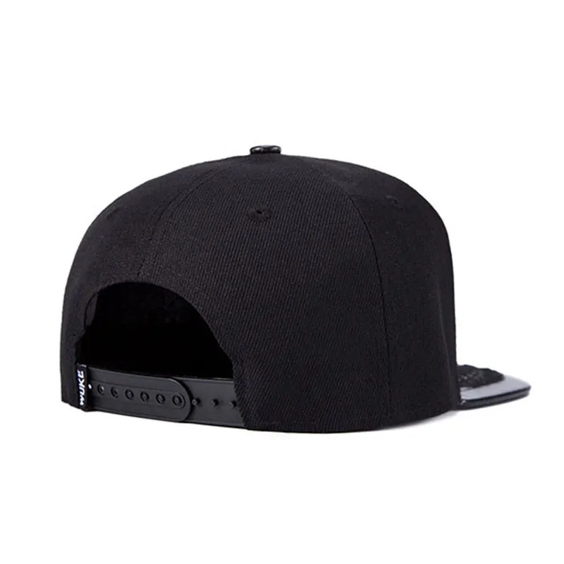 Unisex Black Flat-brimmed Snapback Hip Hop Visor Baseball Cap