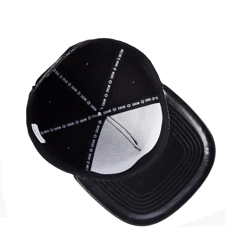 Unisex Black Flat-brimmed Snapback Hip Hop Visor Baseball Cap