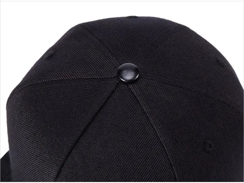 Unisex Black Flat-brimmed Snapback Hip Hop Visor Baseball Cap