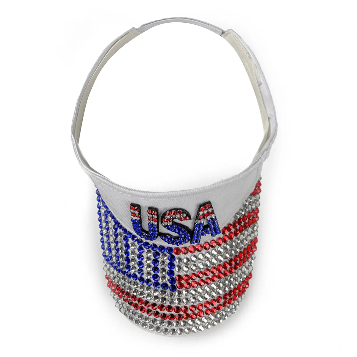 USA Rhinestone Visor in White