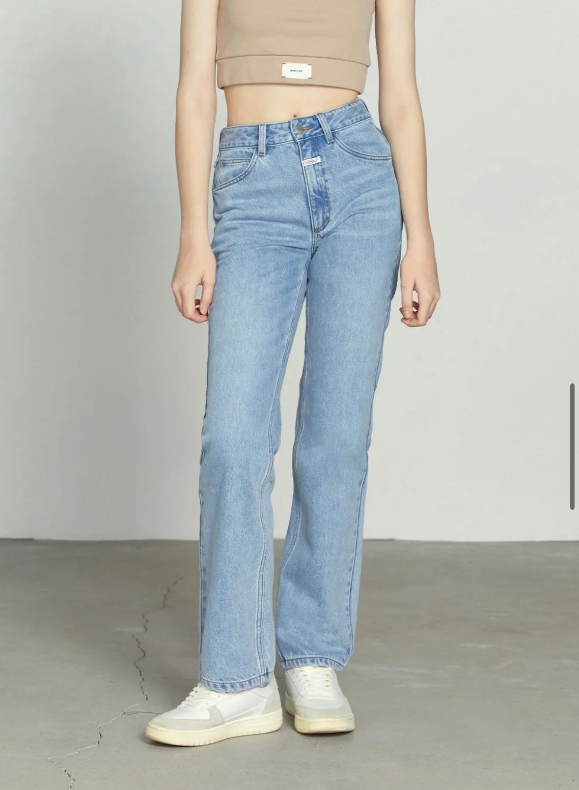 W SLIM STRAIGHT DENIM PANTS light blue