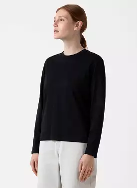 Women's Long Sleeve Boy Fit T-shirt in Black