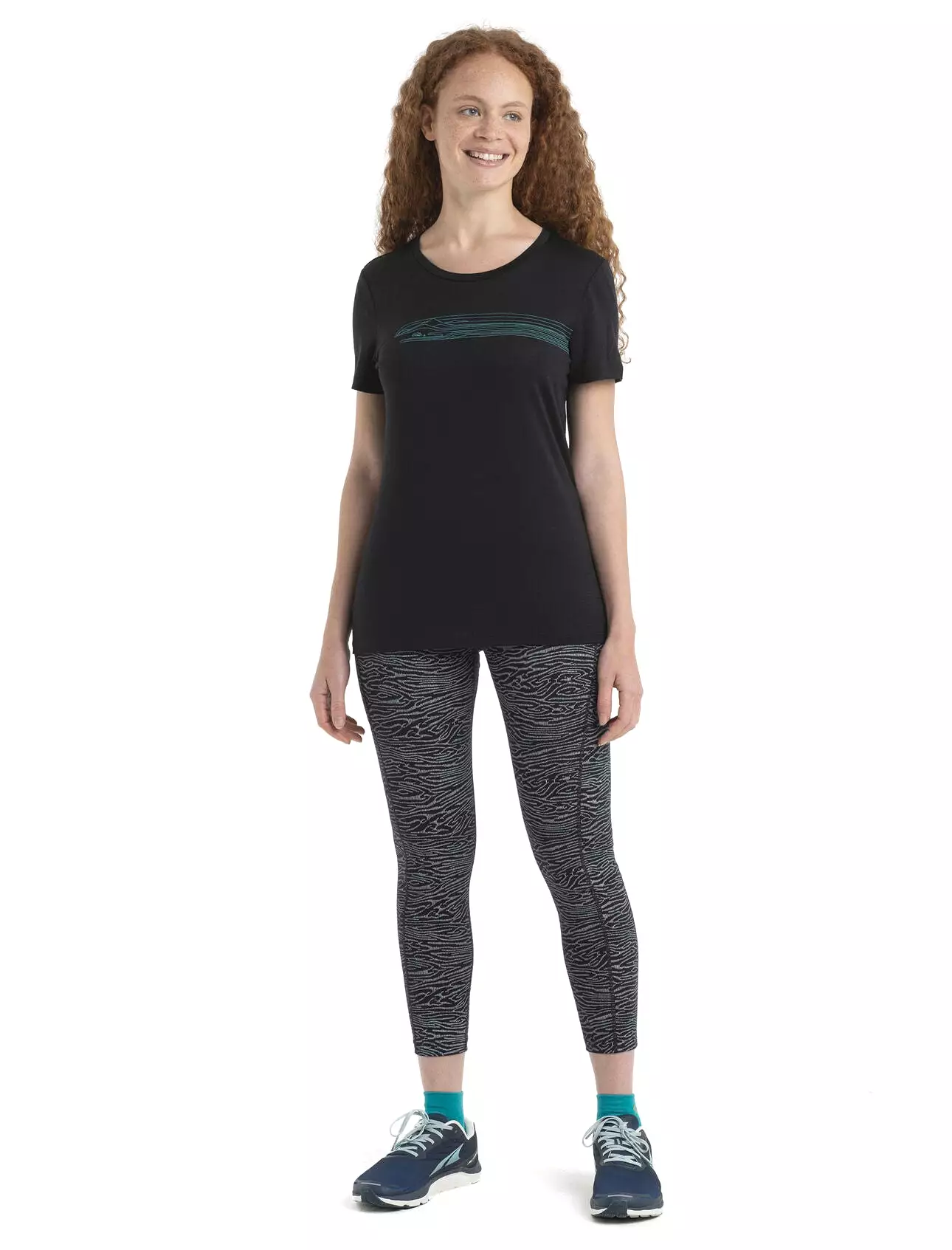 Womens Merino 150 Tech Lite II Short Sleeve T-Shirt Camping Lines