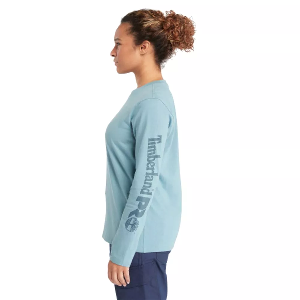 Women's Timberland PRO Cotton Core Long-Sleeve T-Shirt TB0A6D8JDR5 - Blue