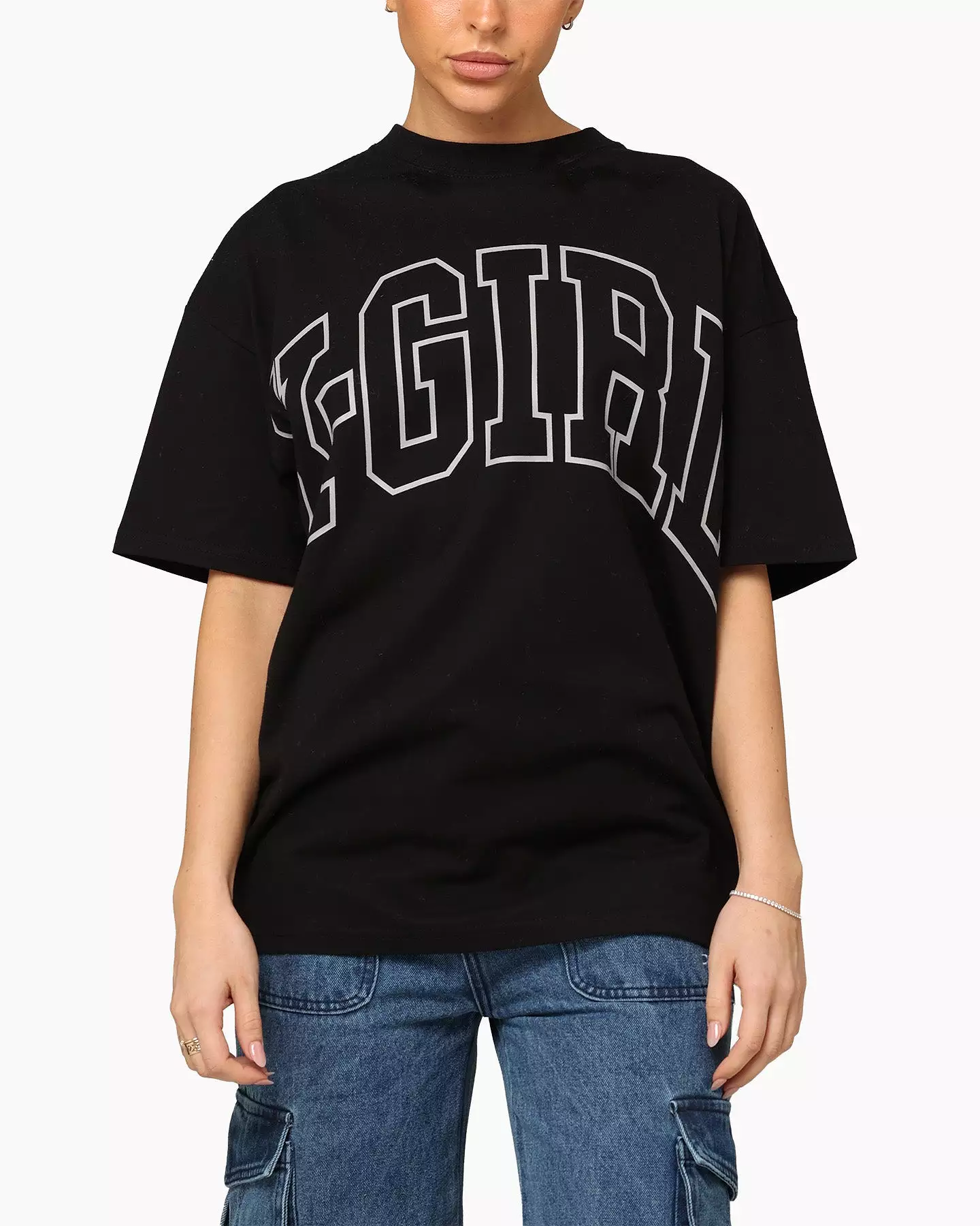 X-Girl Women's College Oversized T-Shirt Black