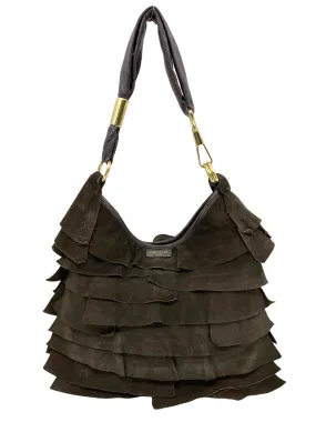 Yves Saint Laurent YSL Suede Small St. Tropez Ruffle Bag